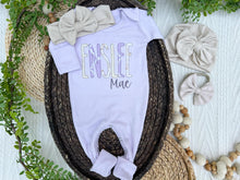 Load image into Gallery viewer, Personalized Baby Girl Outfit | Purple Romper Purple White Baby Name

