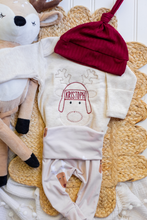 Load image into Gallery viewer, Personalized  Baby Outfit | Oatmeal Bodysuit Cute Reindeer Skirt Red Baby Name - Christmas
