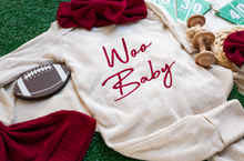 Load image into Gallery viewer, Baby Outfit |  Oatmeal Romper Embroidered Red Woo Baby - Arkansas
