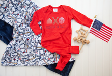 Load image into Gallery viewer, Baby Boy Baseball Outfit | Swing For the Fences Red Romper
