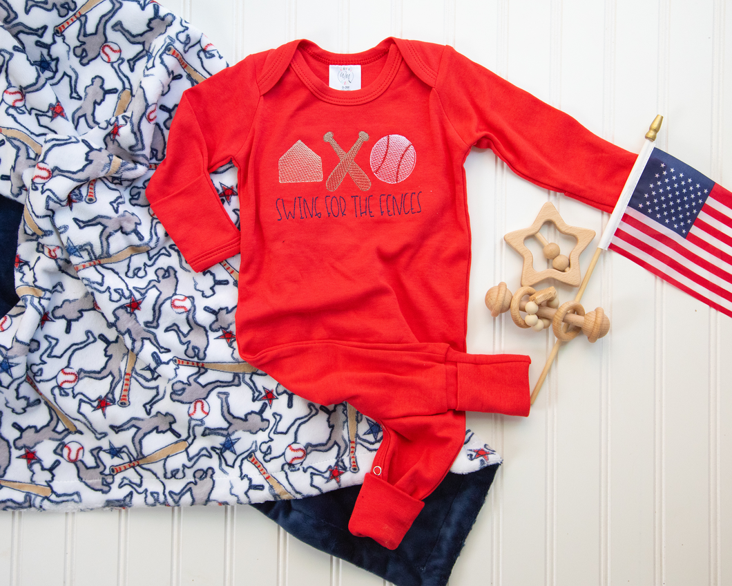 Baby Boy Baseball Outfit | Swing For the Fences Red Romper