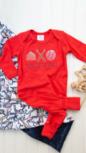 Load image into Gallery viewer, Baby Boy Baseball Outfit | Swing For the Fences Red Romper
