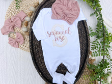 Load image into Gallery viewer, Personalized Baby Girl Outfit | White Romper Ivory Lace Letter Pink Baby Name
