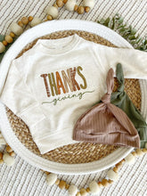 Load image into Gallery viewer, Fall Baby Name Sweatshirt Set | Oatmeal Pullover Orange Green Thanksgiving
