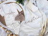 Personalized Baby Boy Outfit | Oatmeal Romper Light Blue Stripe Initial And Baby Name