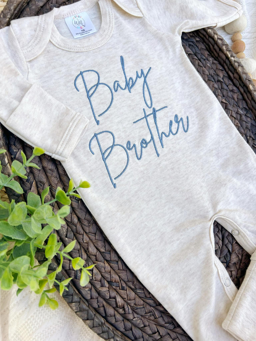 Baby Brother Outfit | Oatmeal Romper