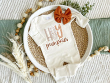 Load image into Gallery viewer, Fall Baby Outfit | Oatmeal Brown Romper Hey Pumpkin
