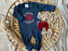 Load image into Gallery viewer, Baby Girl Outfit | Navy Romper - Beach Baby If Crabby Please Return To Beach
