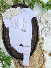 Load image into Gallery viewer, Personalized Baby Girl Outfit | Purple Romper Purple White Baby Name
