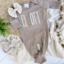 Load image into Gallery viewer, Personalized Baby Girl Outfit | Mocha Brown Romper Custom Baby Name - Elliott Elizabeth
