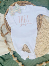Load image into Gallery viewer, Personalized Baby Girl Outfit | White Romper Light Pink Custom Baby Name
