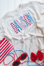Load image into Gallery viewer, Personalized Kid Shirt | Oatmeal Shirt - Matching Sibling Red White Blue
