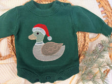 Load image into Gallery viewer, Christmas Duck Baby Sweater Romper – Green Knit
