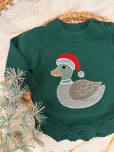 Load image into Gallery viewer, Christmas Duck Baby Sweater Romper – Green Knit
