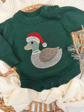 Load image into Gallery viewer, Christmas Duck Baby Sweater Romper – Green Knit

