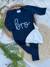 Load image into Gallery viewer, Baby Brother Outfit | Navy Blue Romper - Bro

