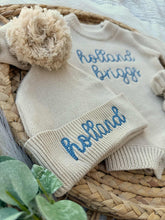 Load image into Gallery viewer, Personalized Baby Girl Newborn Outfit | Oatmeal Sweater Romper Baby Name
