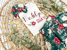 Load image into Gallery viewer, Personalized Baby Girl Outfit | Oatmeal Bodysuit Green Floral Skirt Baby Name
