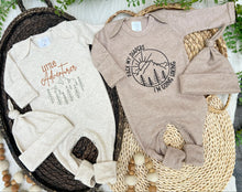 Load image into Gallery viewer, Baby Boy Outdoors Outfit | Mocha Brown Romper - Pack My Diapers I&#39;m Going Hiking
