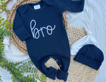 Load image into Gallery viewer, Baby Brother Outfit | Navy Blue Romper - Bro
