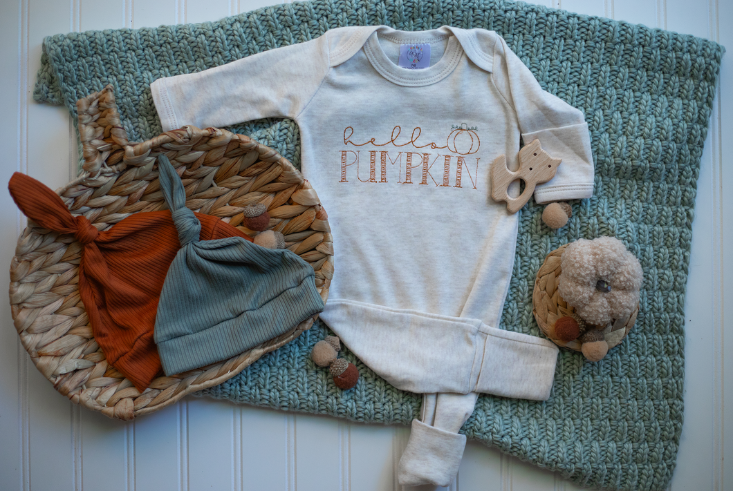 Baby Outfit | Oatmeal Romper Hello Pumpkin - Fall