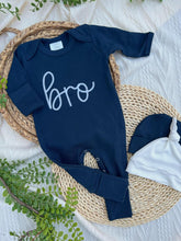 Load image into Gallery viewer, Baby Brother Outfit | Navy Blue Romper - Bro
