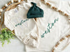 Personalized Baby Boy Outfit | Oatmeal Romper Light Blue Stripe Initial And Baby Name