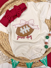 Load image into Gallery viewer, Baby Girl Football Outfit With Bow – Game Day Bodysuit
