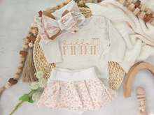 Load image into Gallery viewer, Baby Girl Outfit | Hello Pumpkin Oatmeal Bodysuit - Fall Baby
