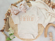 Load image into Gallery viewer, Baby Girl Outfit | Hello Pumpkin Oatmeal Bodysuit - Fall Baby
