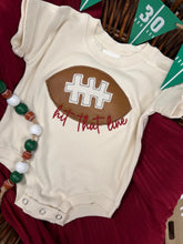 Load image into Gallery viewer, Baby Football Outfit With Knot Hat – Hit That Line Game Day Bodysuit
