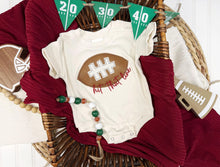 Load image into Gallery viewer, Baby Football Outfit With Knot Hat – Hit That Line Game Day Bodysuit

