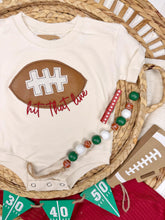 Load image into Gallery viewer, Baby Football Outfit With Knot Hat – Hit That Line Game Day Bodysuit

