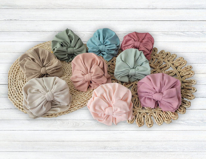 Ribbed baby handmade turban Baby fabric, toddler hair accessory, matching sibling hats, neutral headband for baby