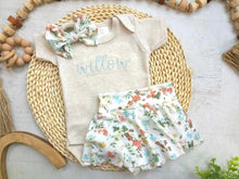 Load image into Gallery viewer, Personalized Floral Newborn Baby Girl Outfit,custom name girl, coming home outfit for baby girl, baby girl outfit, hospital outfit girl
