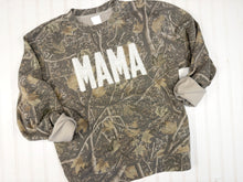 Load image into Gallery viewer, Camo Mama Sweatshirt – White Lace Appliqué Crewneck

