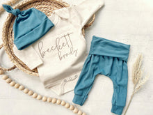 Load image into Gallery viewer, Personalized Baby Boy Outfit | Oatmeal Bodysuit Mix Match Pants Custom Baby Name
