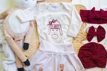 Load image into Gallery viewer, Personalized  Baby Outfit | Oatmeal Bodysuit Cute Reindeer Skirt Red Baby Name - Christmas
