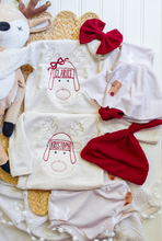 Load image into Gallery viewer, Personalized  Baby Outfit | Oatmeal Bodysuit Cute Reindeer Skirt Red Baby Name - Christmas
