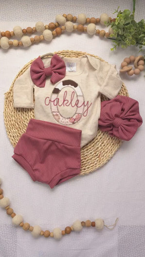 Personalized Baby Girl Going Home Outfit Gift Newborn baby girl outfit with bummies cowgirl baby shower gift custom name romper special gift