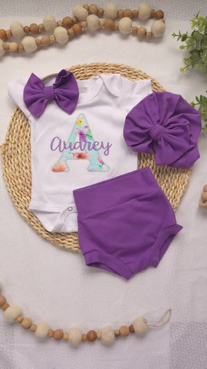 Personalized Baby Girl Outfit, Custom Baby Name Outfit, Going Home Outfit Hospital Purple Baby Shower Gift Idea First Birthday Outfit