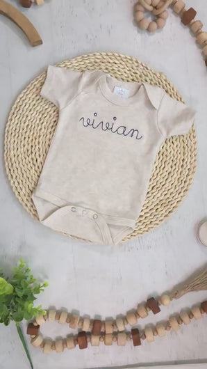 Personalized navy blue beige newborn outfit, custom name girl, coming home outfit for baby girl, baby girl outfit, aesthetic baby clothes