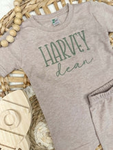 Load image into Gallery viewer, Personalized Boy Shirt and Shorts Set | Mocha Custom Name Outfit
