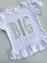 Load image into Gallery viewer, Personalized big sister, big brother, baby matching outfits, matching sibling shirts, made to match outfits, hospital outfits
