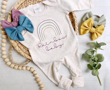 Load image into Gallery viewer, Baby girl outfit gift rainbow newborn outfit rainbow baby gender neutral romper boho rainbow  simple rainbow custom sleeper rust rainbow
