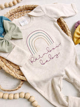 Load image into Gallery viewer, Baby girl outfit gift rainbow newborn outfit rainbow baby gender neutral romper boho rainbow  simple rainbow custom sleeper rust rainbow
