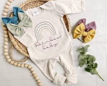 Load image into Gallery viewer, Baby girl outfit gift rainbow newborn outfit rainbow baby gender neutral romper boho rainbow  simple rainbow custom sleeper rust rainbow
