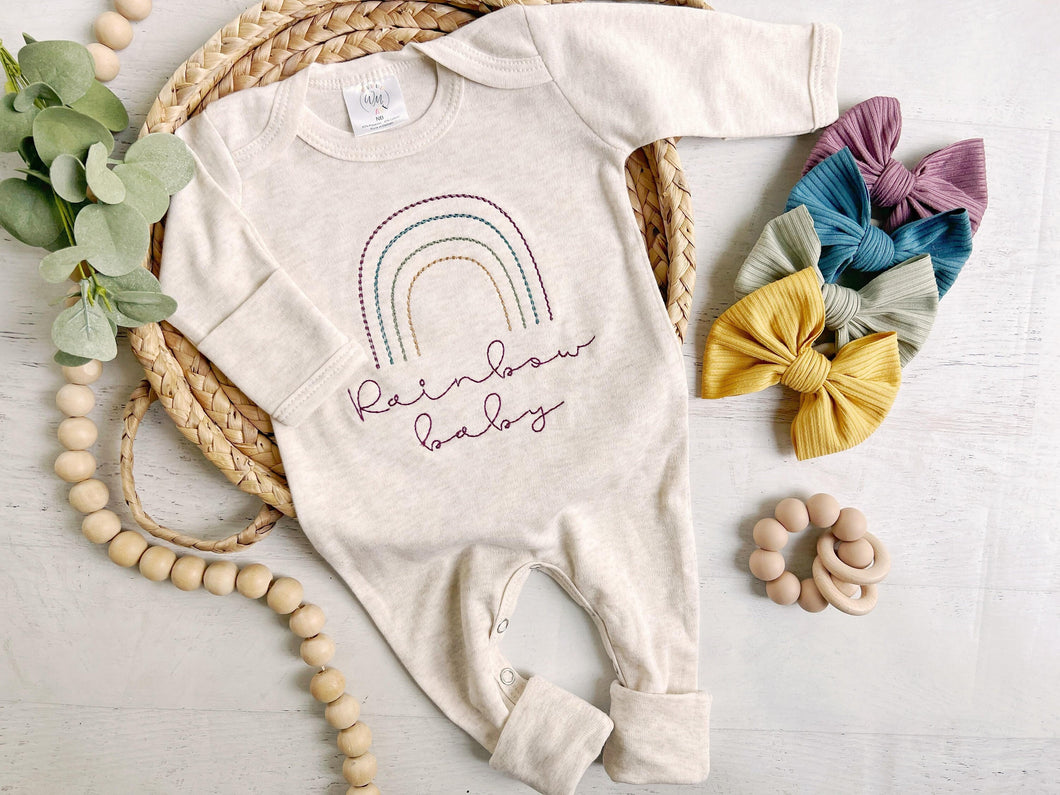 Baby girl outfit gift rainbow newborn outfit rainbow baby gender neutral romper boho rainbow  simple rainbow custom sleeper rust rainbow