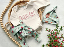 Load image into Gallery viewer, Personalized newborn outfit custom name boy girl coming home outfit for baby boy girl outfit hospital outfit boy Christmas characters farm
