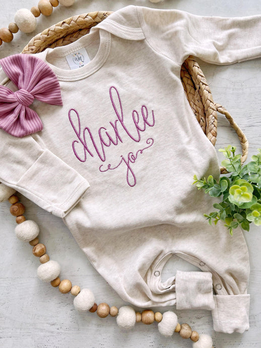 personalized baby name outfit with handmade bow custom baby girl outfit